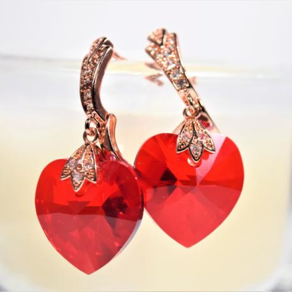 18 mm Swarovski Crystal Heart Earrings